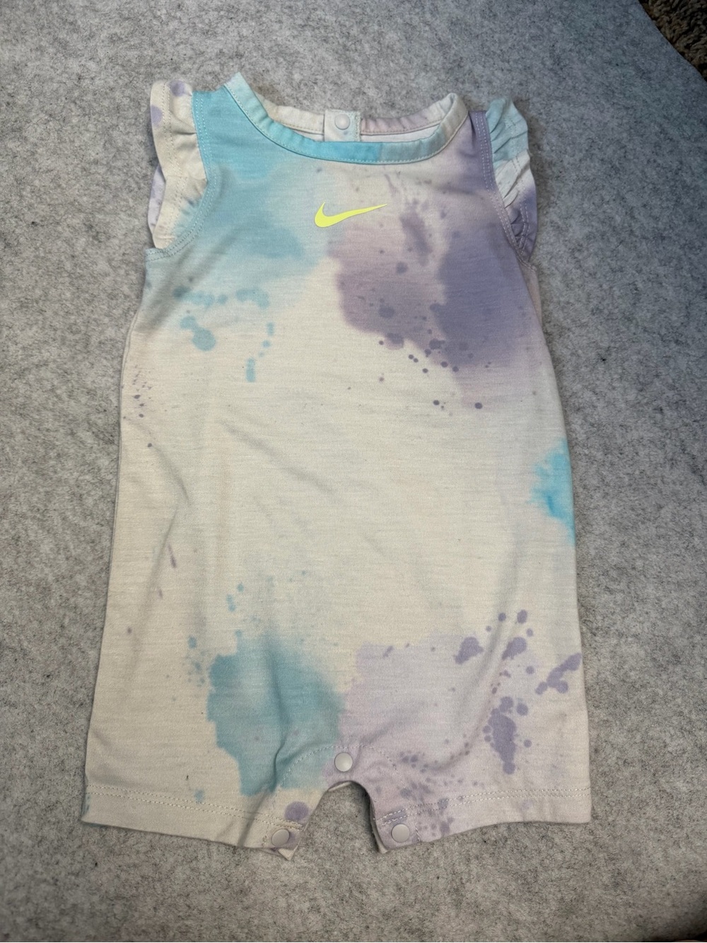 Nike Pastel Tie-Dye Sleeveless Baby romper in Blue & Purple 9m